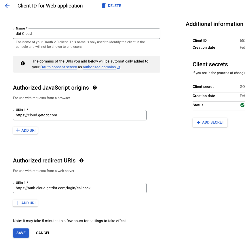 GSuite Credentials configuration